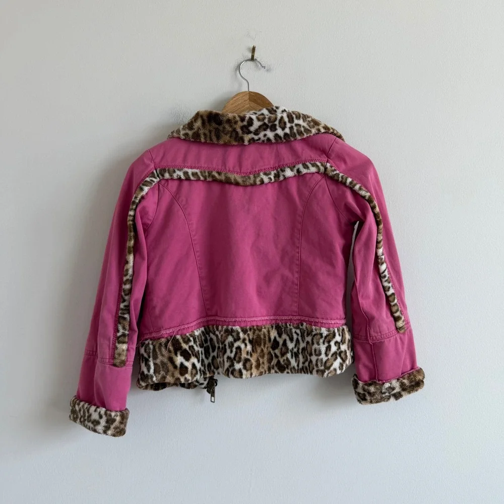 Vintage‎ Y2K Children's Place Leopard Print Faux Fur Lined Jacket